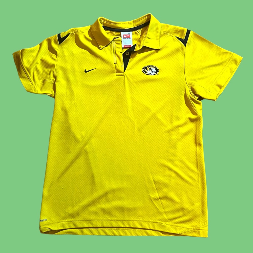 Vintage Nike NikeFit Team Mizzou Tigers Missouri Polo lSize Medium Athletic Polo